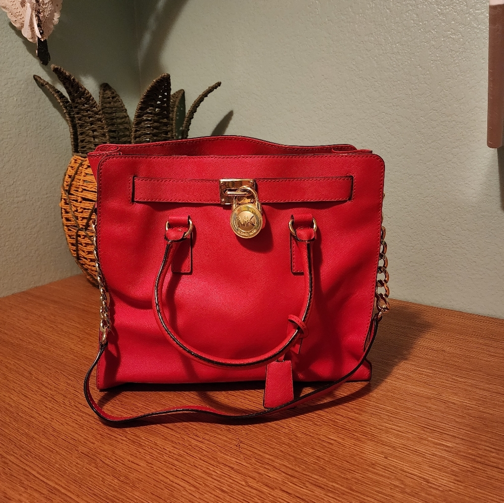 Michael Kors Hamilton Large Satchel Tote Saffiano Shoulder Bag - Picture 2 of 16